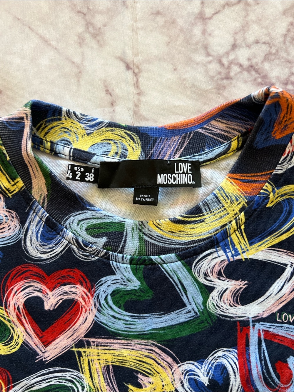 Moschino Love - ‘Multi Heart’ Dress - 'Love Moschino’ Print - Ribbed Collar - Picture 2 of 5